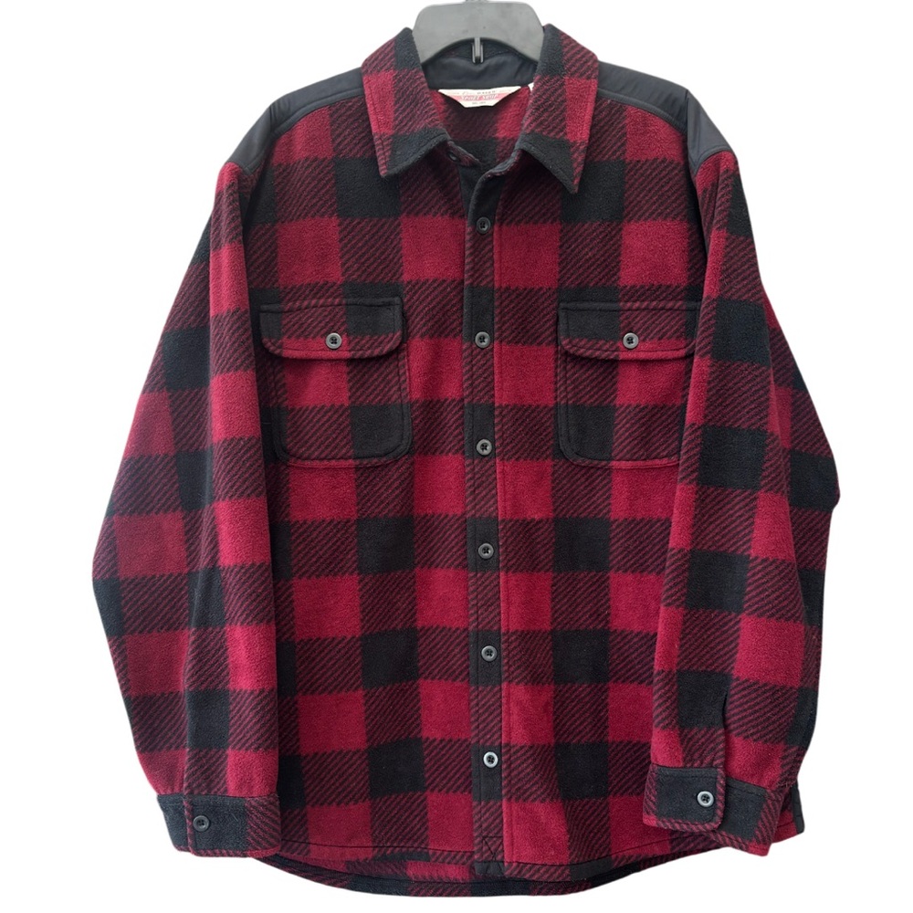 Vintage Eddie Bauer Sport Buffalo Plaid Wool Shacket Jacket Retro Red Size XL